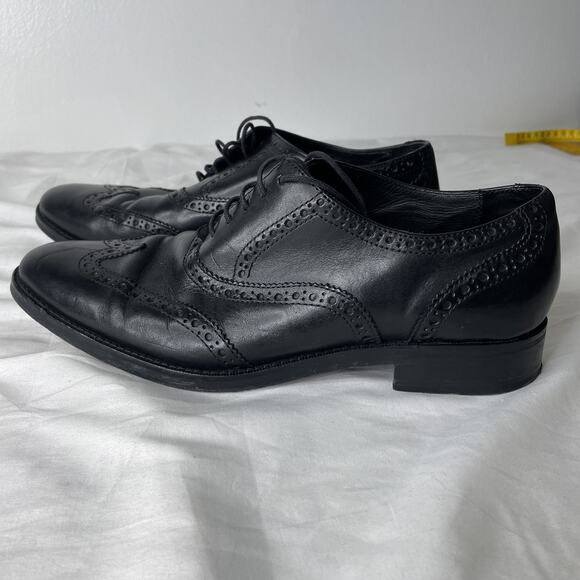 Cole Haan Black Leather Wingtip Oxford Shoes Mens Size 8.5M Brogue Dress - Picture 3 of 6